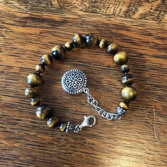 $68 Whitney Kelly Estate Tiger Eye Bracelet marked WK 925 China - Picture 1 of 3